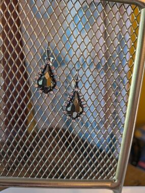 Kendra Scott Pyrite Teardrop Crystal Drop Earrings